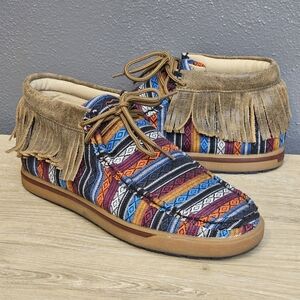 Twisted X Boots Women’s Size 6.5 Casual Serape Fringe Bootie WCA0021 Lace Up